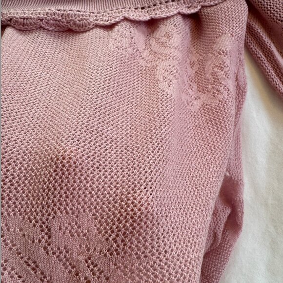 Mirror Palais Pointelle Knit Off-Shoulder Top in Puce - Picture 3 of 3